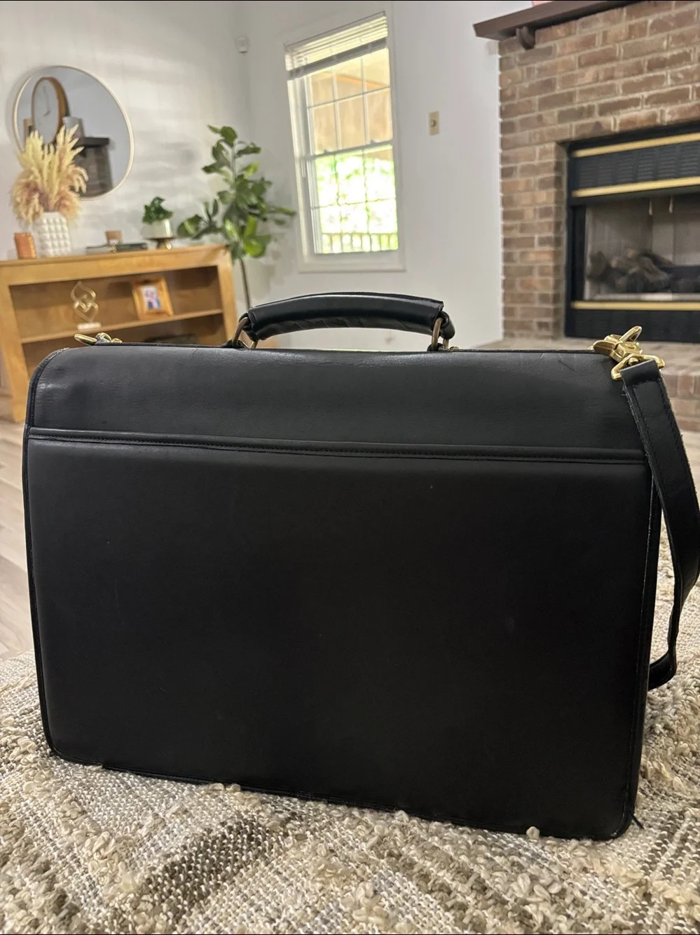 SACOCHE‎ International Briefcase Bag Black Leather Crossbody Laptop Bag